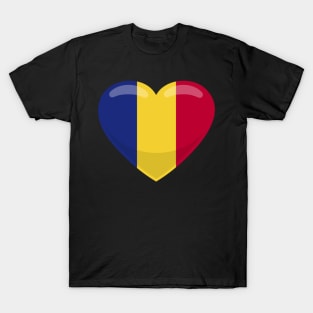 Romania Flag Heart T-Shirt